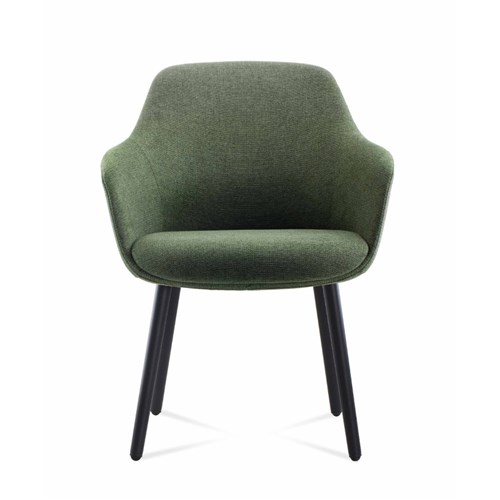 ASPEN TUB LOUNGE CHAIR 640W x 640D x 850mmH 4 Leg Black Steel Frame Olive Seat